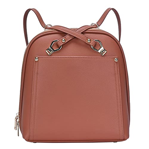 MMS Brands Miztique Daisy Convertible Backpack Purse for Women | Vegan Leather Shoulder Strap Bag or Convertible Backpack | (Rust) - color: Rust
