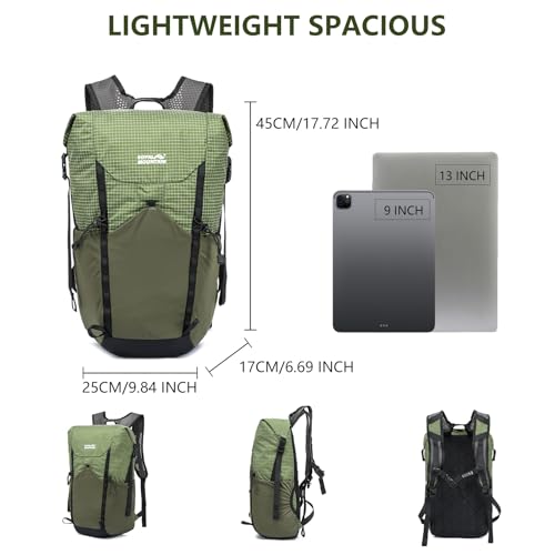 20l Hiking Backpack For Women&Men, Water Resistant Daypack Backpacks, Foldable & Packable Hiking Backpack, Lightweight Small Daypack For Travel Camping (Green) - color: Green