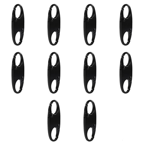 10Pack Anti-Theft Zipper Clips | Mini Locks, Metal Zipper Pull Replacements for Luggage Backpack Purse, Rust-Proof Travel Luggage Lock, Black