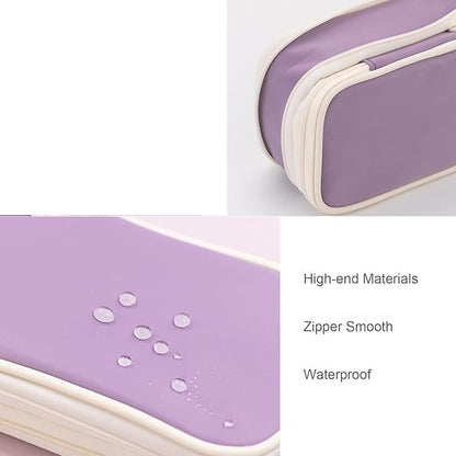 Arnuixty Large Storage Pencil Case Pen Bag with Zipper Big Capacity Pouch Organizer for Office Travel Holder Box - color: Light Purple