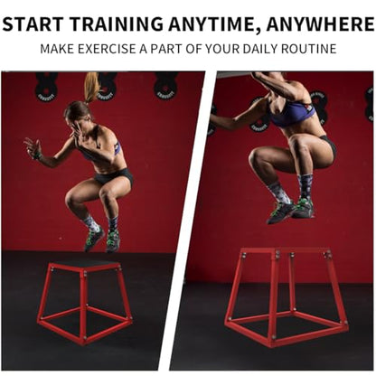 18 Inch Plyometric Jump Box, Steel Plyo Platform and Jumping Box, Anti-Slip Exercise Step Up Box for Home Gym Training,Black