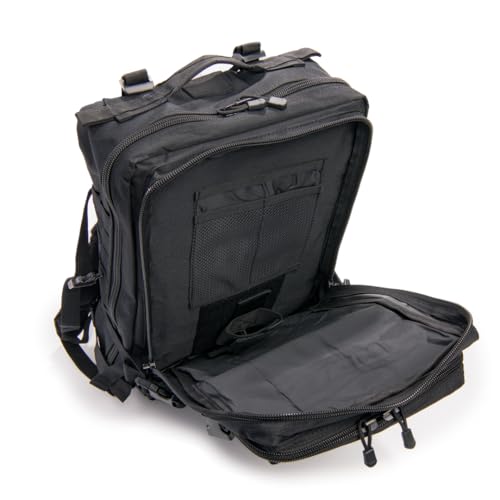 Large Laser-cut MOLLE Backpack with Pistol Retention System, Black, Modular and Lightweight Design for EDC, Range, or Tactical Use - color: Black