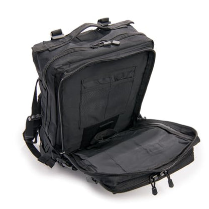Large Laser-cut MOLLE Backpack with Pistol Retention System, Black, Modular and Lightweight Design for EDC, Range, or Tactical Use - color: Black