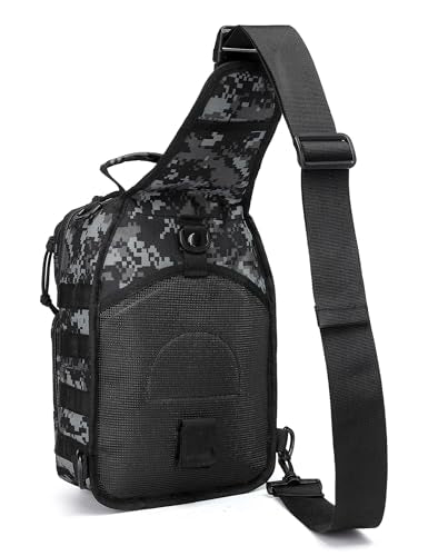 Tactical Sling Backpack Military Crossbody Bag Pack for Mens One Shoulder Holster Sling Bag 10L - color: Digital Blackcamo