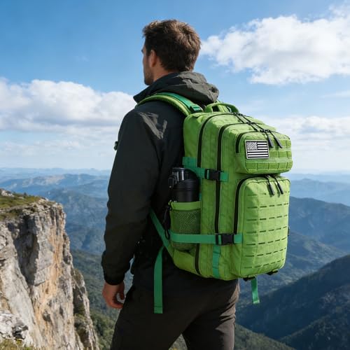 Military Tactical Backpack 45L/25L 3 Day Assault Pack Molle Daypack Hiking Backpack for Men and Women - color: Green, size: 45L