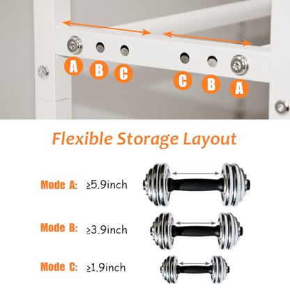 3-Tier Adjustable Dumbbell Rack, Heavy-Duty Weight Storage Stand, 390 LB Capacity, Space-Saving Home Gym Organizer - color: White