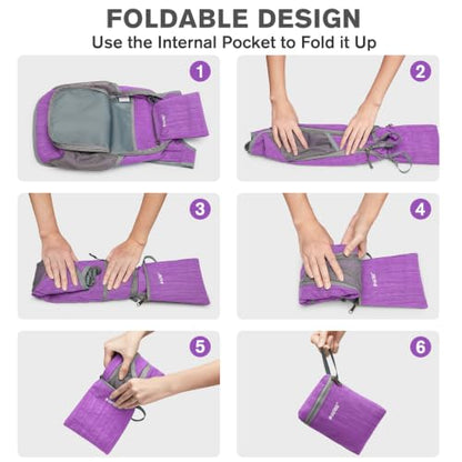 G4Free 10L/15L Hiking Backpack Lightweight Packable Hiking Daypack Small Travel Outdoor Foldable Shoulder Bag - color: Purple, size: 15L