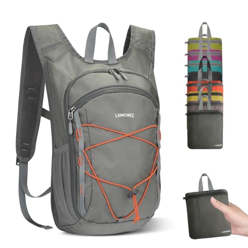 13L Small Hiking Backpack for Women Men, Lightweight Foldable Day pack, Packable Daypack for Travel, Camping (Light Grey) - color: Light Grey