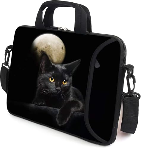 AMARY 17" Laptop Shoulder Bag Carrying Case Adjustable shoulder straps, comfortable handle, front pocket for storing mouse (Cat) - color: Cat