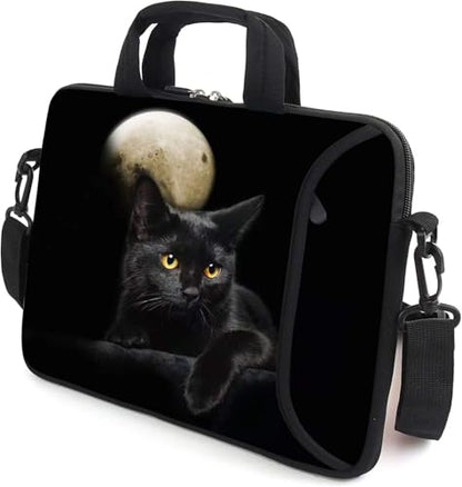 AMARY 17" Laptop Shoulder Bag Carrying Case Adjustable shoulder straps, comfortable handle, front pocket for storing mouse (Cat) - color: Cat
