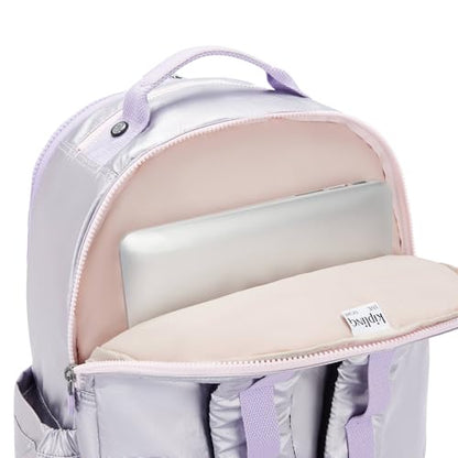 Kipling Women's Seoul Extra Large Bts 17" Laptop Backpack, Durable, Roomy with Padded Shoulder Straps, Built-In Protective Sleeve - color: Silver Glow Met, size: Large