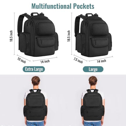 Mancro Diaper Bag Backpack, Extra Large Capacity Baby Diaper Backpack with 2 Insulated Pockets and Stroller Strap, Water Resistant Mens Diaper Bag for Travel，Black - color: Black, size: X-Large