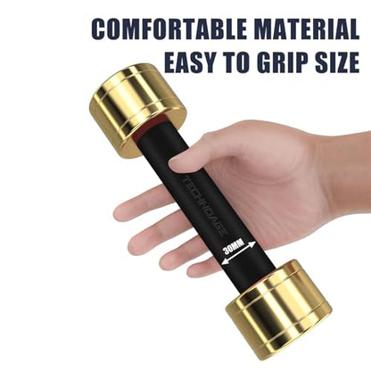 TECHNOAGE Round Dumbbell Sets with Steel Handle, Odorless Neoprene rubber Handle Cover - color: Black-1LB