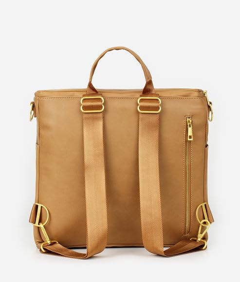 FAWN DESIGN The Original Diaper Bag, Faux Leather Diaper Bag Backpack, Vegan Leather, Large Capacity Baby Bag for Mom - color: Tan