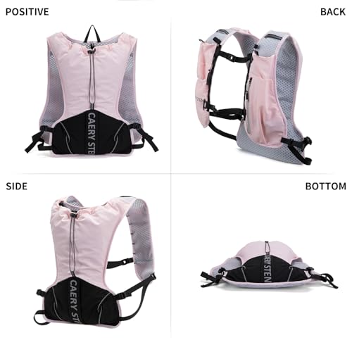 Lightweight Running Hydration Backpack, 1.5L Water Bag Running Vest | Marathon, Hiking Cycling, Breathable Adjustable Design, Unisex - color: Pink