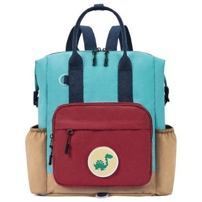 CLUCI Toddler Backpack Kids Backpacks For Boys Preschool Kindergarten Elementary Daycare Backpack For School & Travel Bookbag with 4 Detachable Cute Patches - color: Blue Brown and Red