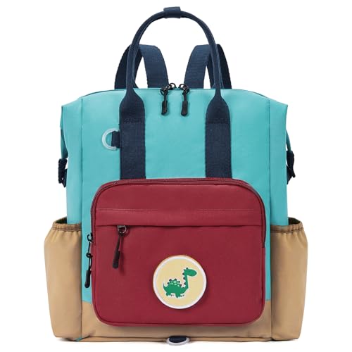 CLUCI Toddler Backpack Kids Backpacks For Boys Preschool Kindergarten Elementary Daycare Backpack For School & Travel Bookbag with 4 Detachable Cute Patches - color: Blue Brown and Red