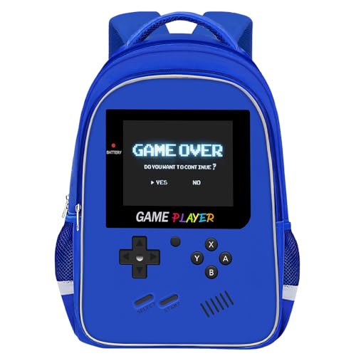 TILYTADLY School Backpack For Boys - Gamer Boys Backpack For Kids Children Teens Elementary Middle School - Ages 6-18，17″ - color: 2-blue-backpack Only
