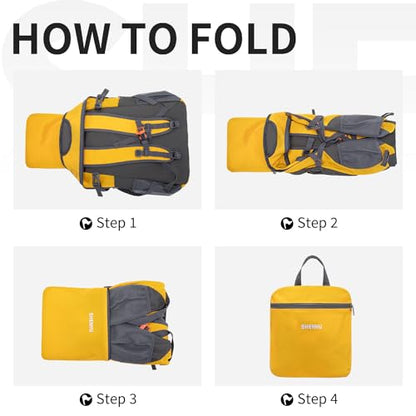 40L Hiking Backpack Lightweight Daypack Waterproof Travel Camping Backpack for Men Women Sport Packable - color: A8-yellow