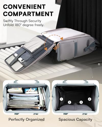 Rolling Backpack for Women, Travel Rolling Laptop Backpack with Wheels, Vertical & Horizontal Storage 2 In 1, Flip-Top Design, Water-Resistant Overnight College Underseat Carry on Luggage, Grey - color: Grey