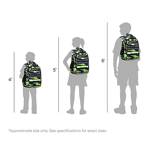 MYGOO Boys School Backpack Euclid Urban Green Bookbag for Elementary Middle School Ages 5-12, 17 inch Large Capacity 24L Kids Student Travel Bags - color: Euclid Urban Green