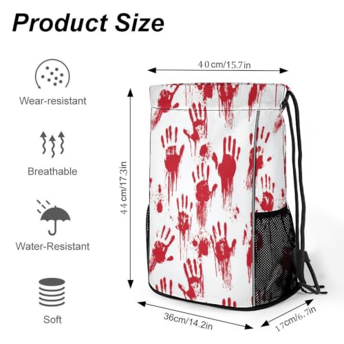 Hand Skull Drawstring Backpack Gym Bag With Shoe Compartment String Bag Sport Beach Swimming Sackpack For Women Men - color: Hand Skull