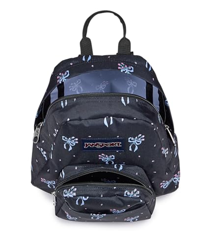 JanSport Half Pint Mini Backpack, 10.2 L - Durable Mini Bag Purse with Adjustable Shoulder Straps, Single Main Compartment, Zippered Stash Pocket, Pastel Petals - color: Pastel Petals Black/Blue/Pink/Green
