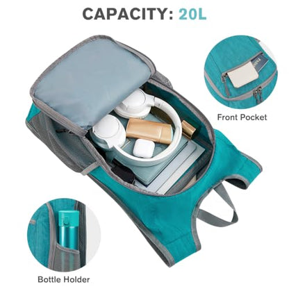 G4Free 10L/15L Hiking Backpack Lightweight Packable Hiking Daypack Small Travel Outdoor Foldable Shoulder Bag - color: Teal Blue, size: 20L