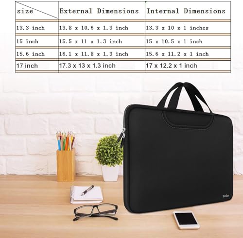 Laptop Bag 15 inch, Resistant Neoprene Laptop Sleeve with Handle/Notebook Computer Protective Case Cover/Ultrabook Briefcase Carrying Bag for 13 14 15 inch Laptop, Computer, Tablet, Black - color: Black, size: 15 inch