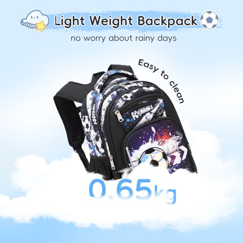 Cusangel Backpack for Boys Girls School Bookbags,Kindergarten Elementary Middle School Lightweight Waterproof Multifunctional Large Capacity for Backpack (16 inch Soccer Fun Prints) - color: Black Soccer 16in