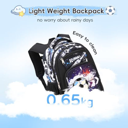 Cusangel Backpack for Boys Girls School Bookbags,Kindergarten Elementary Middle School Lightweight Waterproof Multifunctional Large Capacity for Backpack (16 inch Soccer Fun Prints) - color: Black Soccer 16in