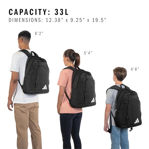 adidas Defender 5 Backpack for Sports, Gym, School and Travel, 33L, Black/White, OSFA - color: Black/White
