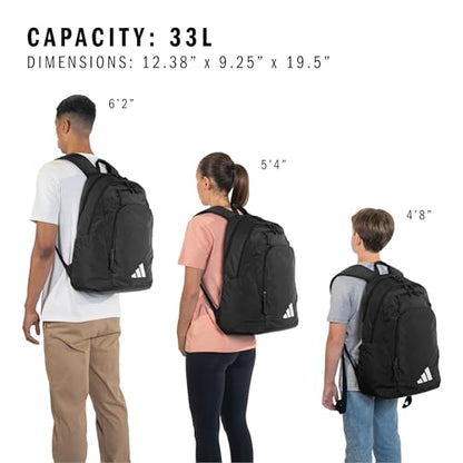 adidas Defender 5 Backpack for Sports, Gym, School and Travel, 33L, Black/White, OSFA - color: Black/White