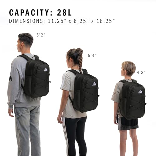 adidas Amplifier Backpack for Laptop, School and Gym, 28L, Black/White/Bungie, OSFA - color: Black/White/Bungie