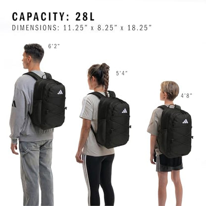 adidas Amplifier Backpack for Laptop, School and Gym, 28L, Black/White/Bungie, OSFA - color: Black/White/Bungie