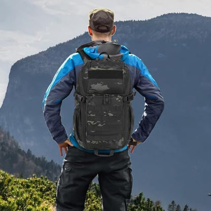 HUNTVP Tactical Backpack Military MOLLE Backpack Hunting Rucksack Gear Assault Pack 25L WR - color: Black Camo-25l, size: 25L
