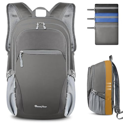 Seektop Lightweight Packable Hiking Backpack Water Resistant Expandable 20L-28L for Women Men, RFID Day Pack for Travel - color: Grey