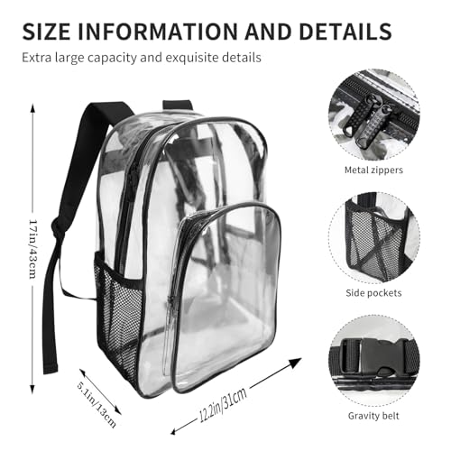 Custom 17in Clear Backpack, Personalized Transparent Backpack with Name Text, Customized Heavy Duty PVC See Through Bag for Stadium Sport Travel Camping Ideal Gift - color: Style 3