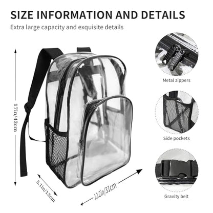 Custom 17in Clear Backpack, Personalized Transparent Backpack with Name Text, Customized Heavy Duty PVC See Through Bag for Stadium Sport Travel Camping Ideal Gift - color: Style 3