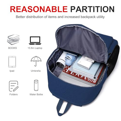 Casual Laptop Backpack,School Backpack Large Bookbag with USB for High School College Students Office Business, Blue - color: Blue, size: 15.6 Inch