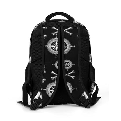 Laptop Backpack 3D Pirate Skull Black, Sturdy Water Resistant College Bookbag with Water Bottle Pockets for Business Travel Commute - color: Pattern (333)