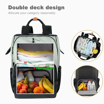 Hap Tim Diaper Bag Backpack,Large Capacity Travel Back Pack Maternity Baby Nappy Changing Bags, Double Compartments with Stroller Straps,Waterproof,Grey Black(US7340-GB) - color: Multi