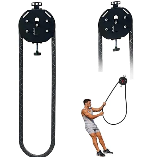 Endless Rope For Body Coordination Exercises, Infi-nity Rope Machine With Knob-Controlled Tension (3-30kg), 15-Min Full Body Hiit, Cardio & Strength Training, No User Weight Limit - color: Black
