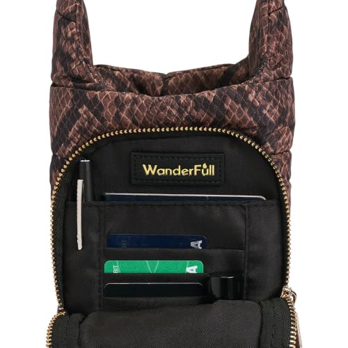 WanderFull® Original HydroBag®, Fits Up to 32 oz Water Bottle Holder with Strap, Gift for Women, Hands-Free Crossbody, Water Bottle Carrier Bag with Phone Pocket - color: Snake Print Nylon