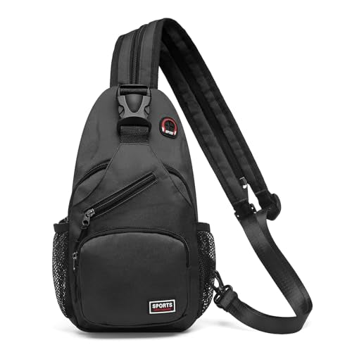 Convertible Sling Bags for Women Men, Lightweight Crossbody Backpack Daypack Fit for 7.9" Tablet for Casual Travel Sport Hiking (Black) - color: Black, size: Small