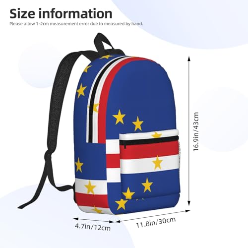 MZERSE Casual Travel Backpack Flag Of Cape Verde, Lightweight Commuter Daypack with Water Bottle Pocket, Laptop Backpack for Work, Gym and Outdoor Activities - color: Pattern (1110)