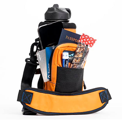 Arca Gear 40 oz Hydro Carrier - Insulated Water Bottle Sling w/Carry Handle, Shoulder Strap, Wallet and Two Pouches - The Perfect Flask Accessory (Sunrise Orange) - color: Sunrise Orange