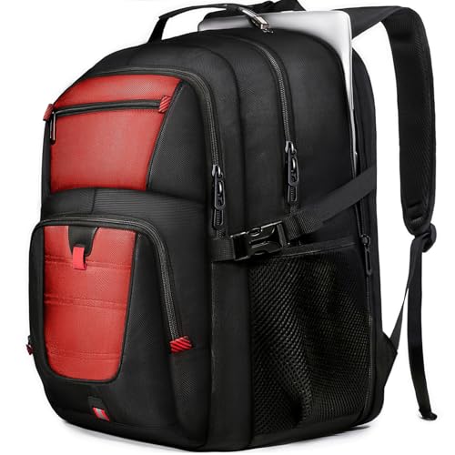 Z-MGKISS 18.4 Large Travel Backpack, USB Computer Bagpack Fits 18.4 Inch Laptop, Business Backpack for Men, TSA Flight Approved, Laptop Backpacks, Red - color: Red