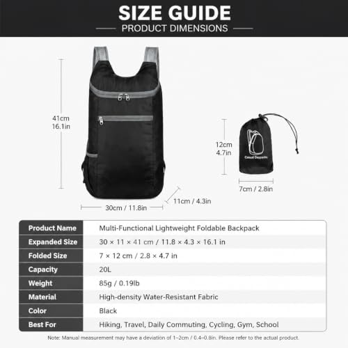 Foldable Waterproof Travel Backpack, Lightweight Small Hiking Backpacks - color: Grey 03