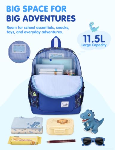 VASCHY Kids backpacks, Cute Lightweight Water Resistant Preschool Backpack for Boys and Girls Chest Strap | Cute - color: Navy Dinos, size: Small (4-6 Yrs) - 15'' H